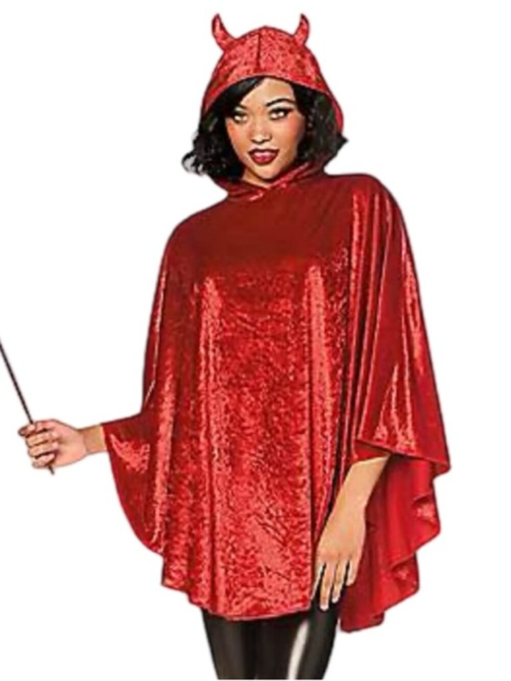 NWT - Spirit Adult Red Devil Hooded Poncho with Pitchfork